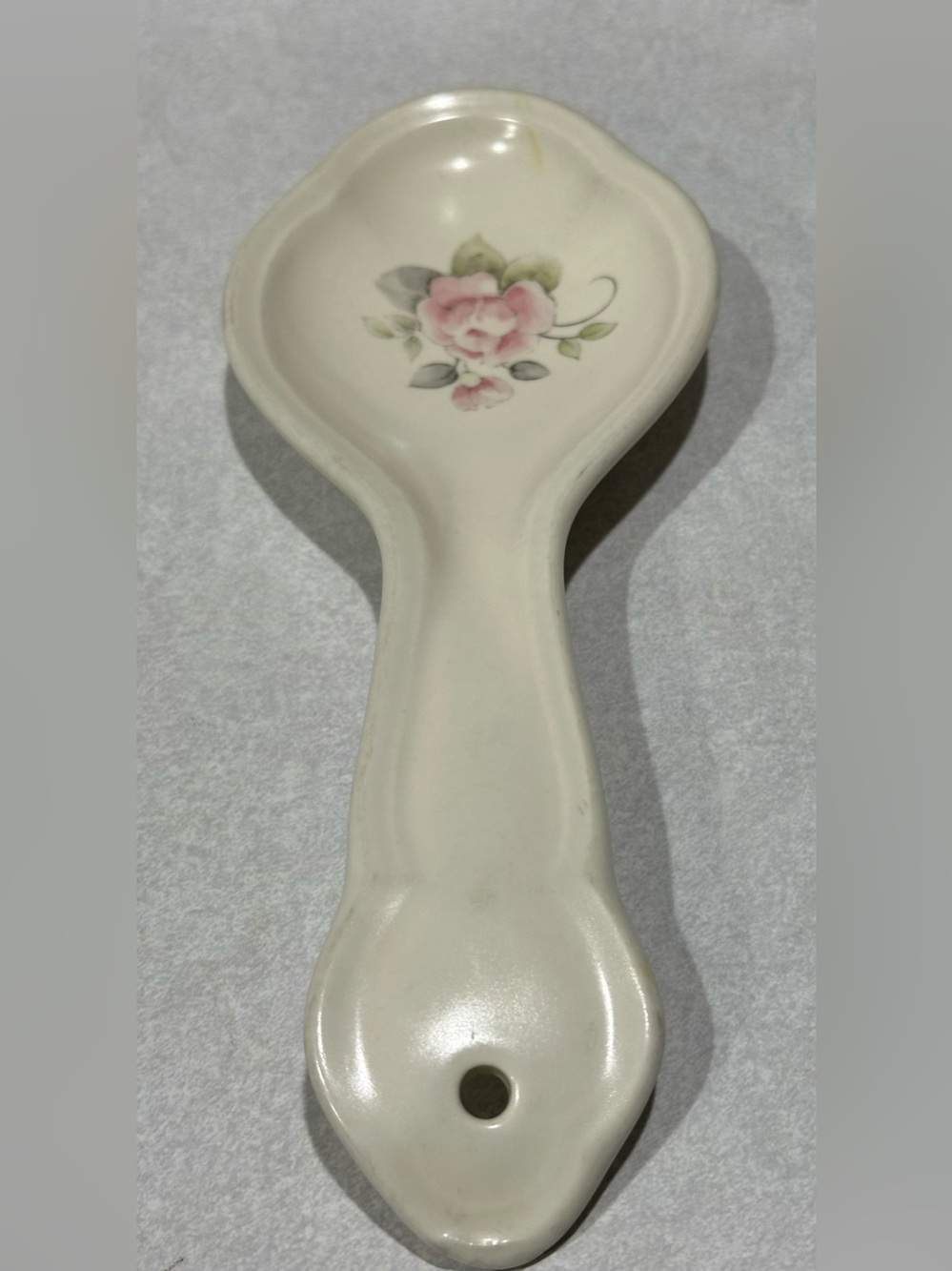 Vintage Pfaltzgraff Tea Rose Spoon Rest Holder Stoneware USA 9" Hanging Decor